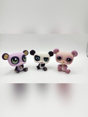 LPS Panda Bear Lot #1413 #1305 #899 Hasbro Authentic Littlest Pet Shop Figures